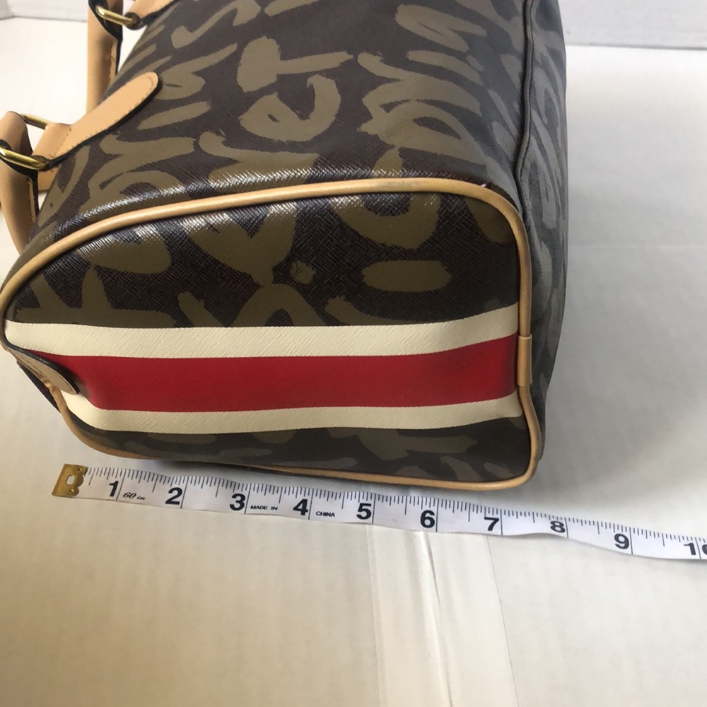 Victoria's Secret Brown Graffiti Heart Satchel with Red and Orange Accents - Picture 14 of 16
